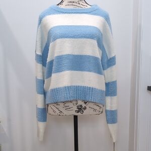 very truly yours - Blue and White Striped Soft Sweater